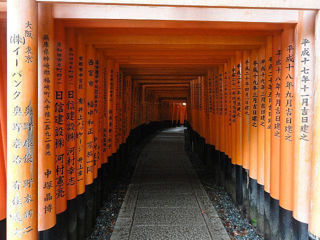 Torii covered passageway to Fushimi Inari
