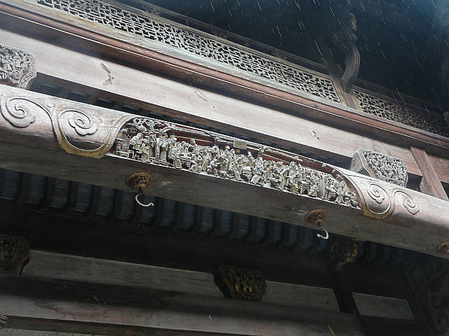 Intricately carved lintels grace  Chengzi Hall