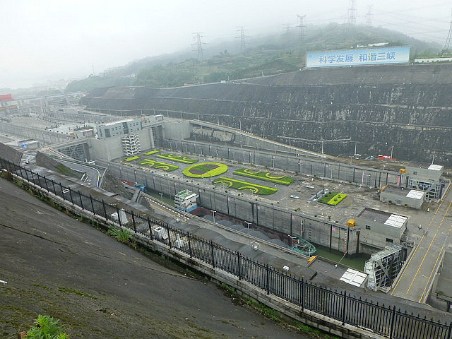 Ship moving through one stage of the lock