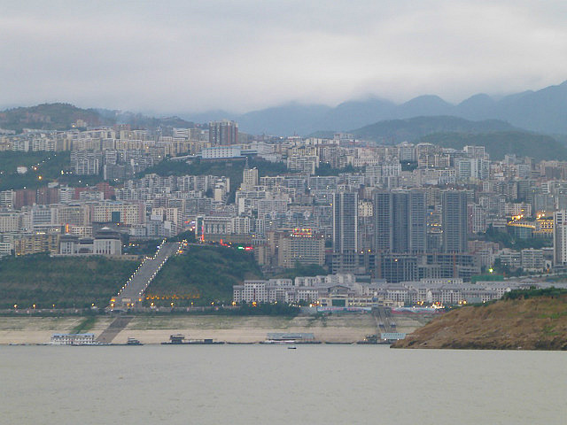 Wushan city at western end of Wu Gorge