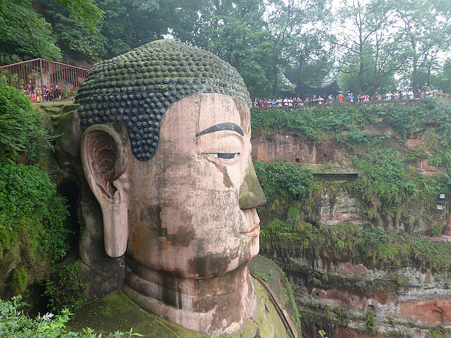 Head of the big Buddha viewed from the top