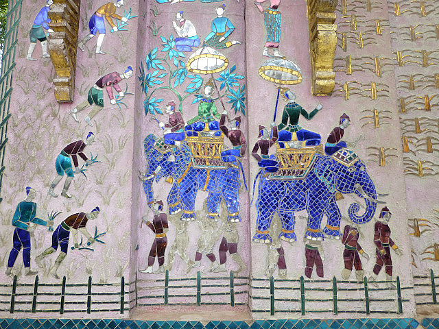 Mosaic designs, Wat Xieng Thong