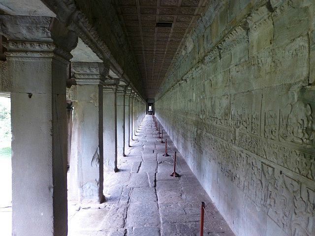 Angkor Wat - a long corridor with bas reliefs