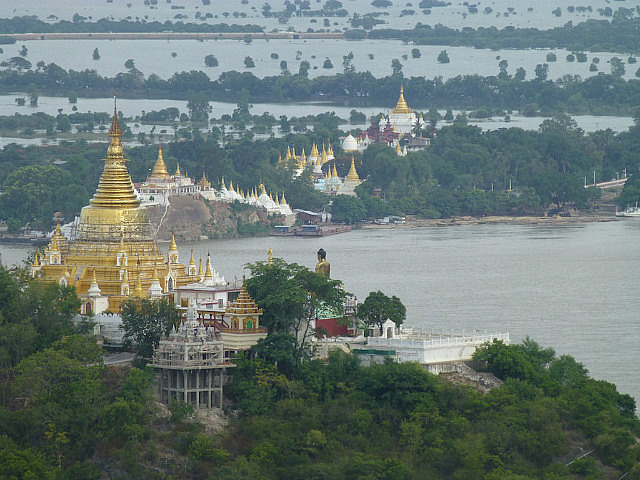 View of pagodas from Sagaing Hill