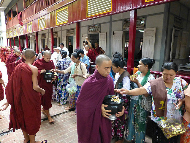 Feeding monks - Amarapura