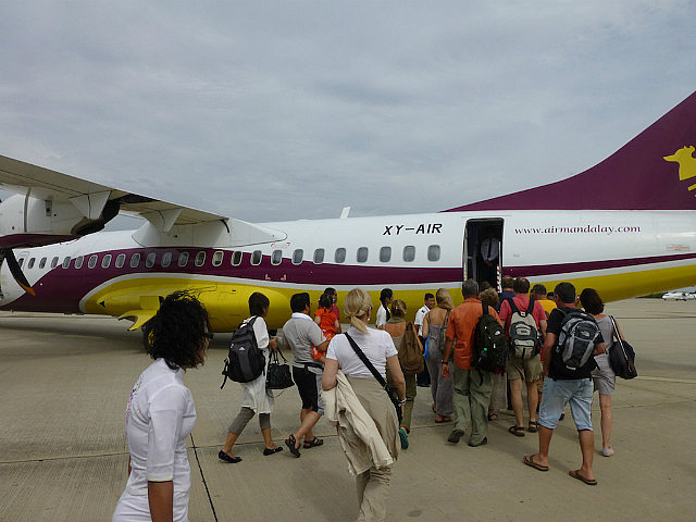 Boarding Air Mandalay at Mandalay airport