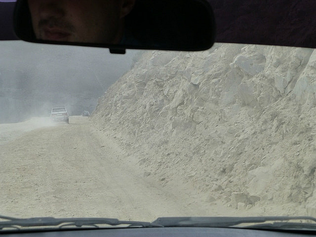 20 km stretch of unpaved road up and down summit