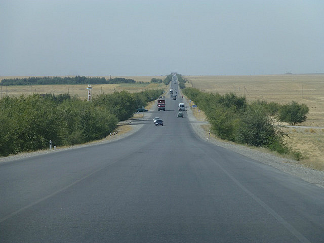 Asphalt road leaving Khujand