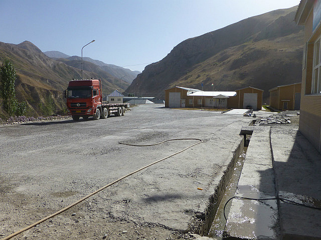 Chinese truck at the Tajik border post