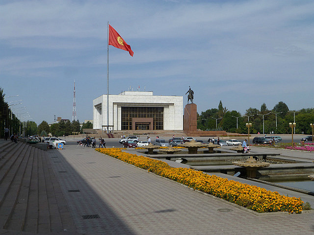 Ala-Too square with massive Kyrgyz flag
