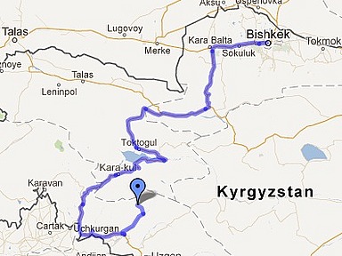 Arslanbob to Bishkek Route Map