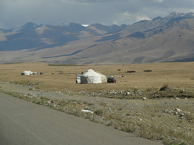 Yurts in Susamyr Valley
