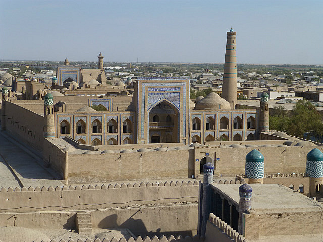 Khiva skyline from a tower in Kunha Ark (fortress)