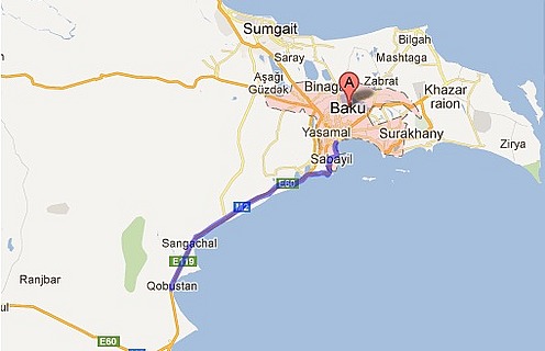 Baku-Qobustan Google Map 
