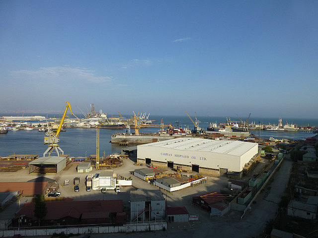 Caspian sea port near Baku