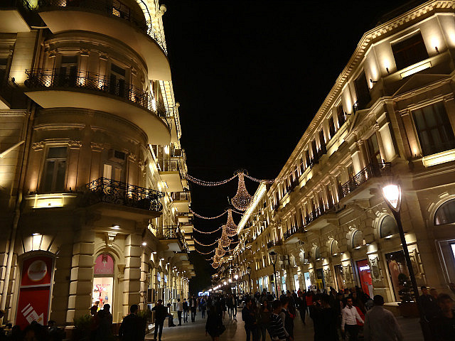 Lights at pedestrian shopping street