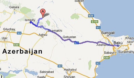 Baku to Lahic Route Map