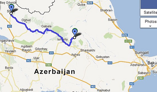 Lahic to Seki Route Map
