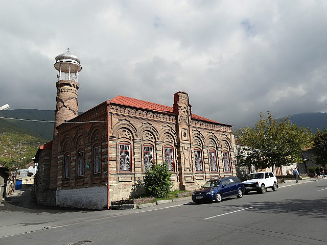 Modern looking mosque at Sheki