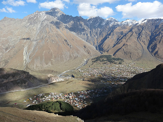 View of Kazbegi from Trinity Church