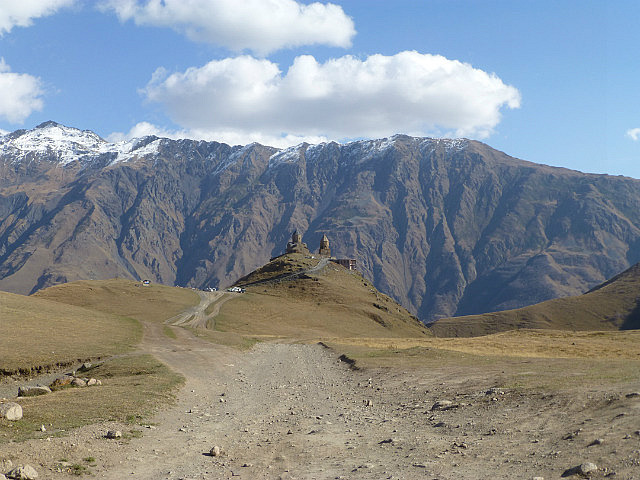 Hiking up to the Trinity Church