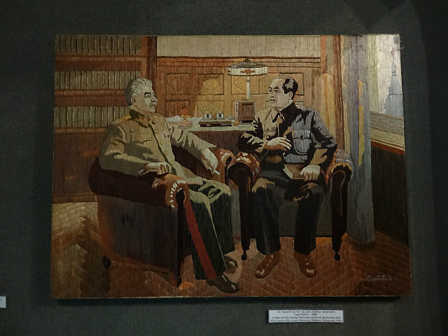 Stalin and Mao - silk emberoidery