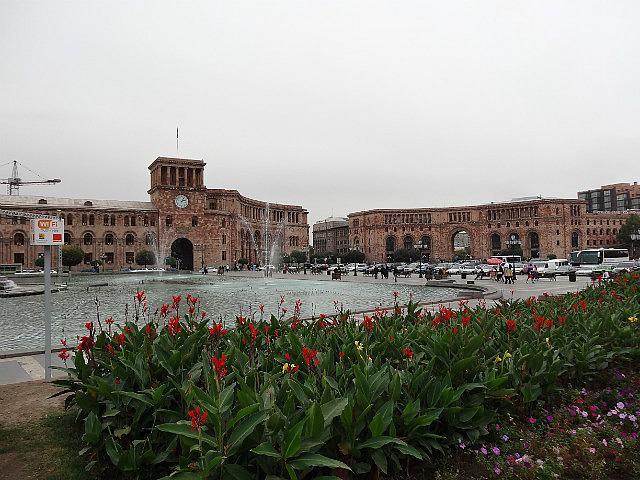 Republic Square with pink tuff buildings
