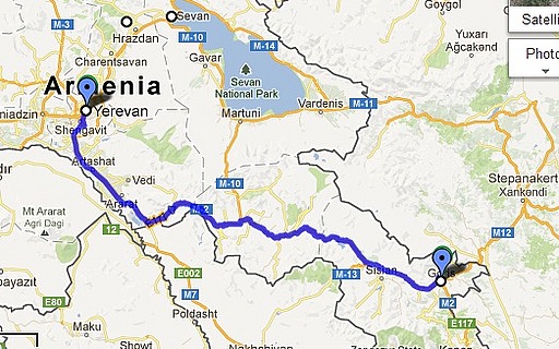 Yerevan-Goris Route Map