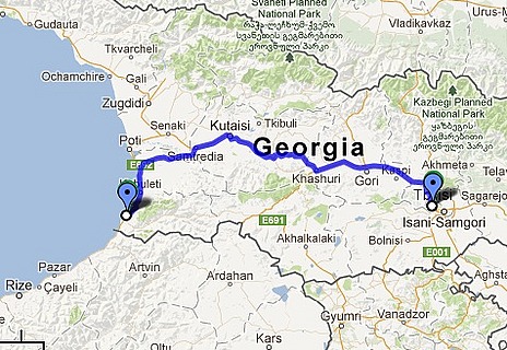 Tbilisi-Batumi Route Map
