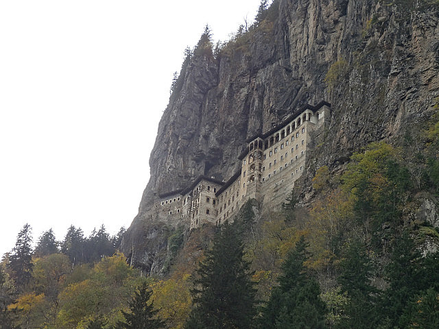 Sumela monastery, high up on a rock cliff