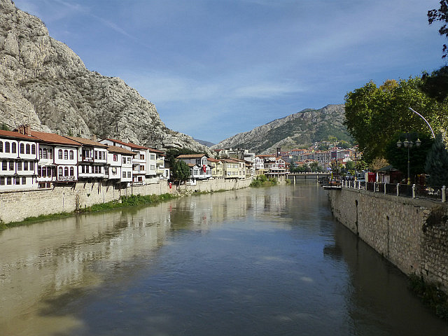 Ottoman period houses line the river