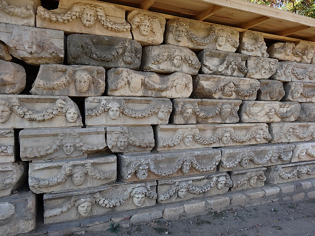 Friezes decorated with garland design