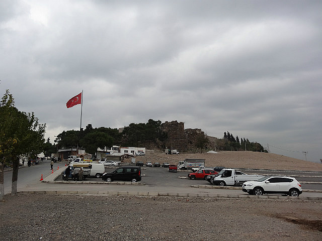 Kadifekale with Turkish flag