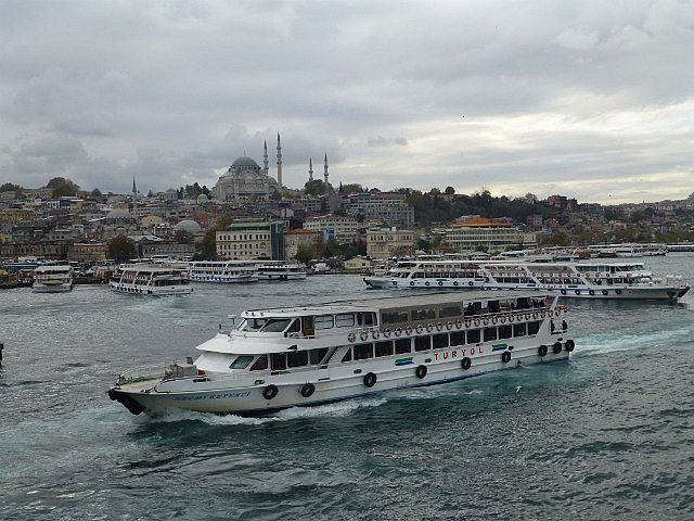 On the Bosphorus, Suleymaniye on the horizon.