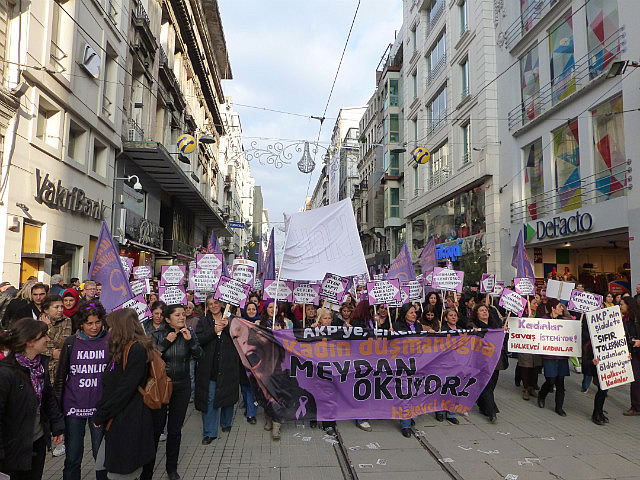 Protest rally passing through Istiklal Caddesi