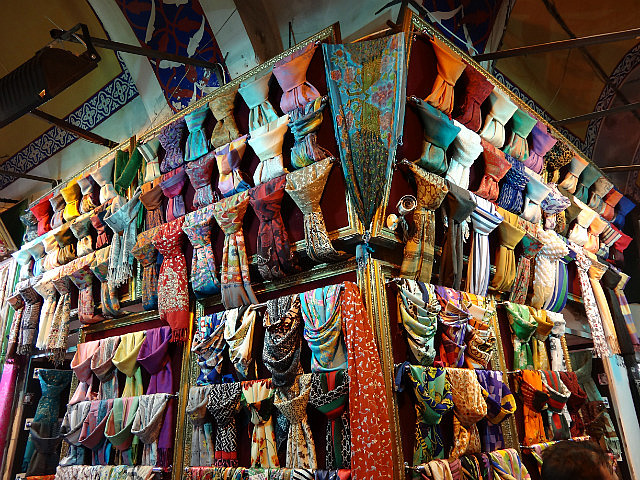 Colorful scarves for sale at the Grand Bazaar