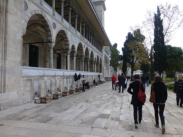 Water taps for ablutions prior to entering mosque