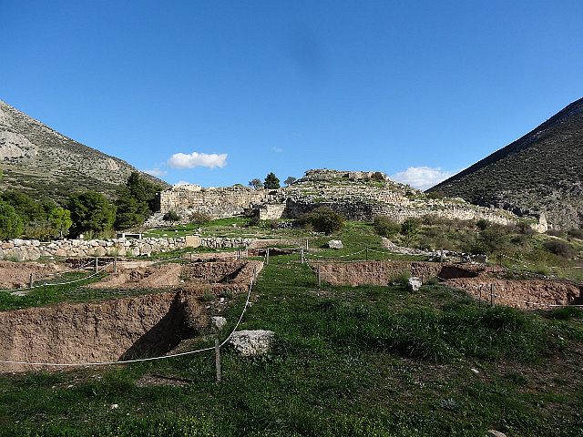 View of Mycenae citadel ruins 