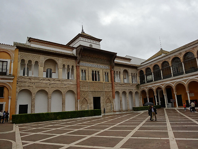 One of several courtyards at the Alcazar (Palace)
