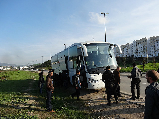 Broken down shuttle bus to Tangier