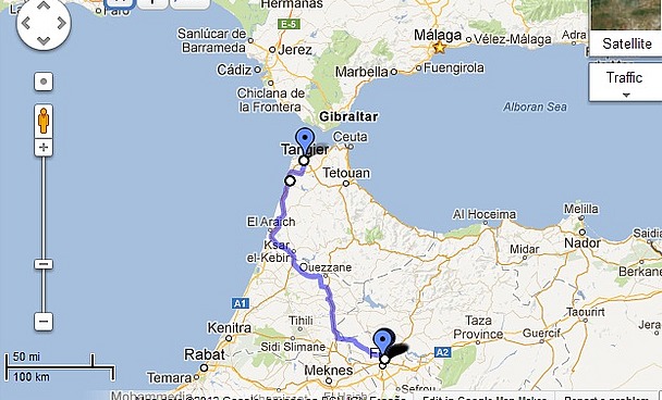 Route Map - Tangier to Fes