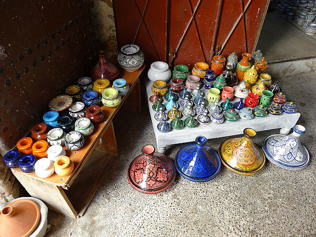 Traditional tagine pot with colorful stoneware lid