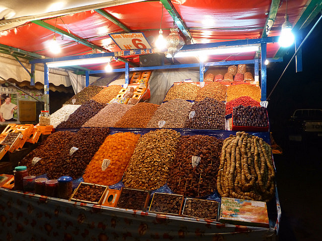 Dry fruits stall at el-Fna