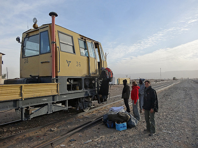 In front of the Repair Car on arrival at Choum