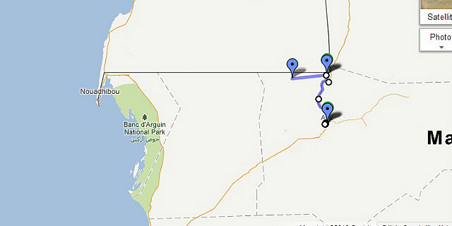 Route Map - Ben Amera to Atar (186 km)