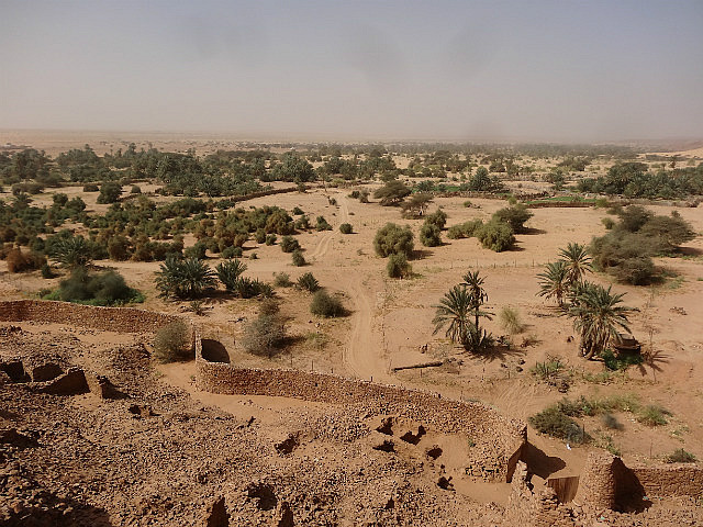 View of the oasis at the base of the town