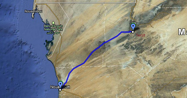 Route Map - Terjit to Nouakchott