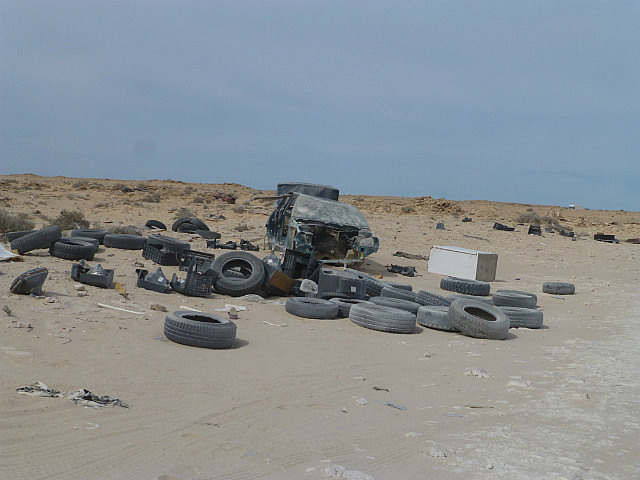 Discarded tires and electronics