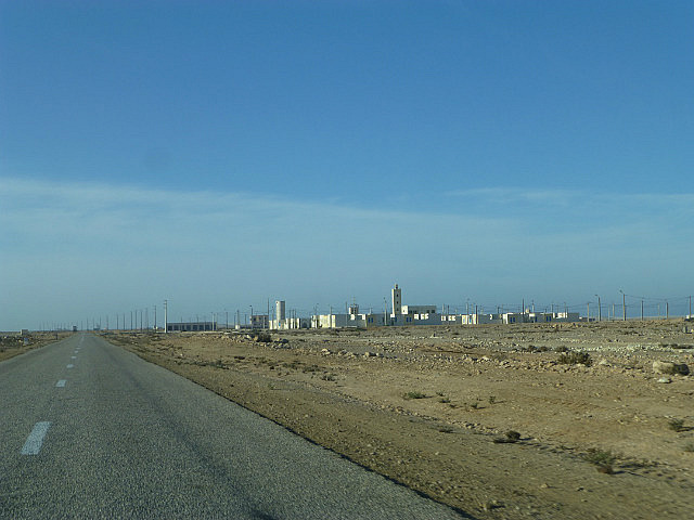 Small town by the highway in Western Sahara