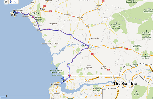 Dakar to Banjul (Approx 250 km)